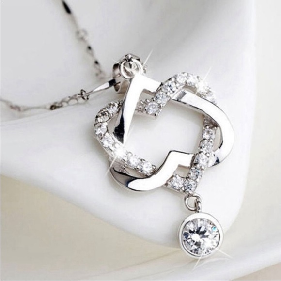 Agesbtq Jewelry - Elegant 925 Double Heart Pendant& Necklace